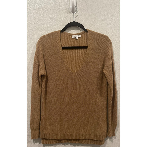 MADEWELL Warmlight Brown V-Neck Pullover Sweater - Picture 1 of 4